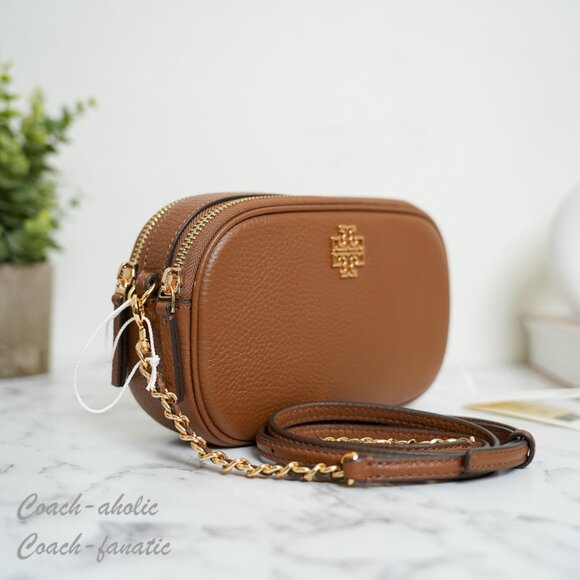 NWT Tory Burch Britten Camera Bag Leather Crossbody in Moose 157733 - Picture 2 of 11